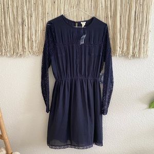 NWT Forever 21 Navy Lace Sleeve Mini Dress